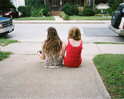 Girls on curb